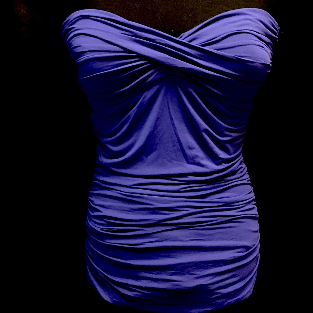 Carmen Marc Valvo Deep Royal-Purple one piece swimsuit